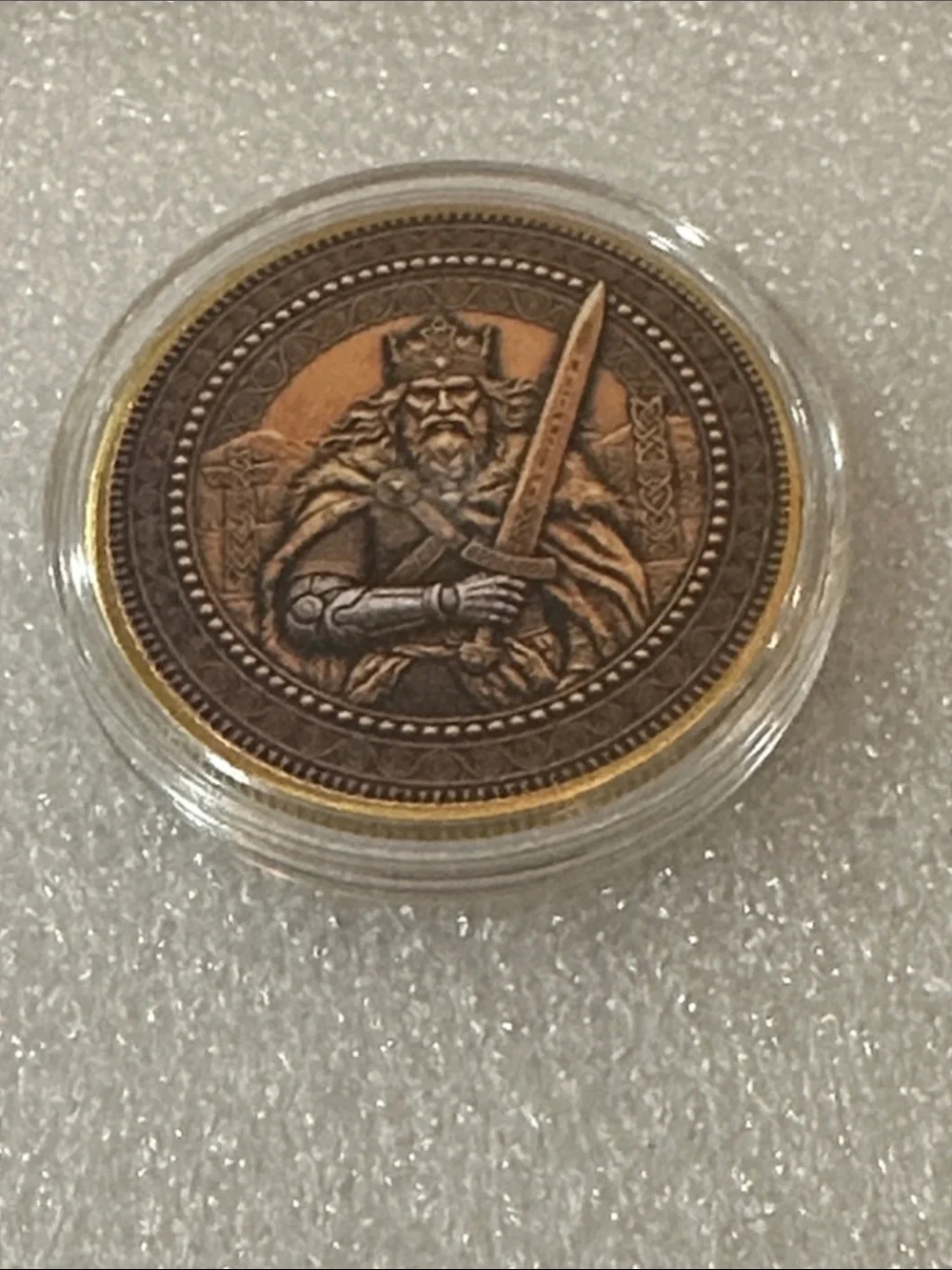 Round Bronze Medallion Coin with King Arthur Design